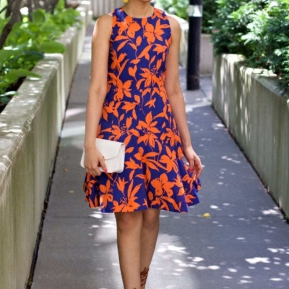 ❤️J. Crew Blue and Orange Floral Dress☆